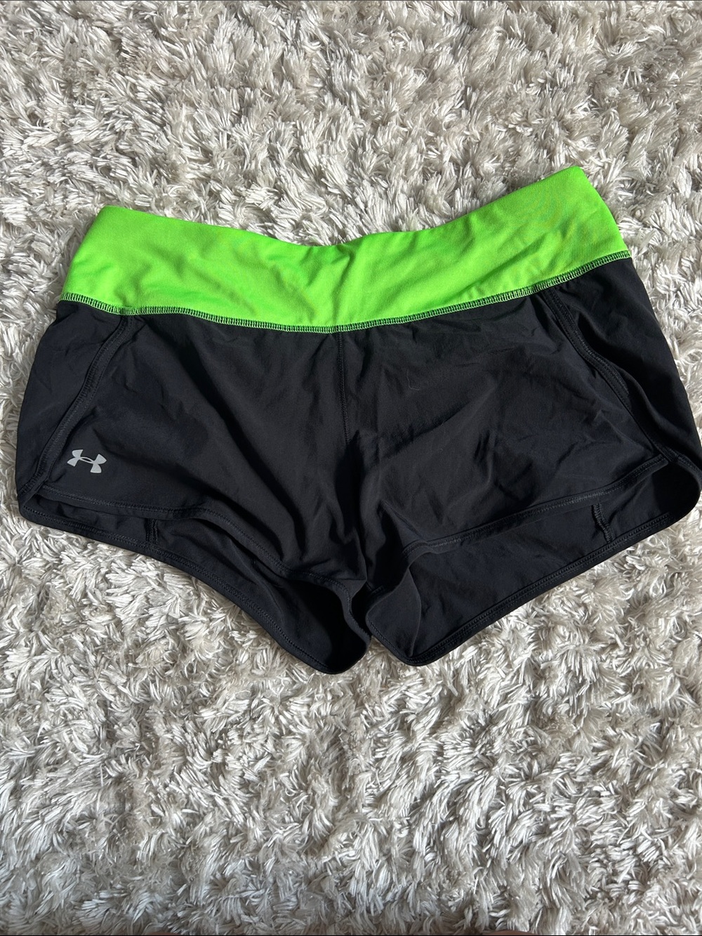 Under Armour Black Shorts with Neon Green Waistband